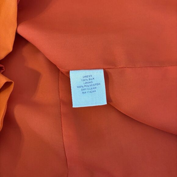 Eliza J Dress Size 10 Silk Color Block Orange Lined Back Zipper Scoop Neck FLAWS - Picture 13 of 13